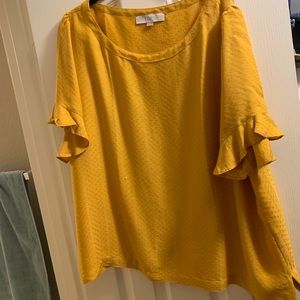 Mustard ruffle sleeve blouse
